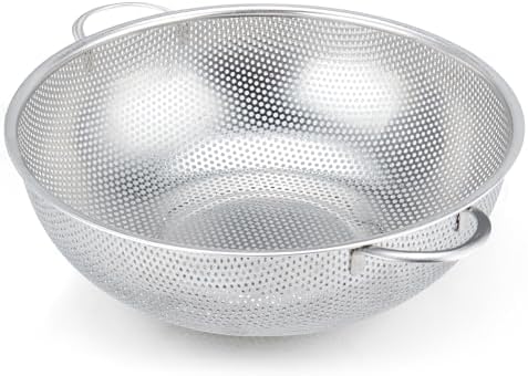 Gulex Colander Stainless Steel 5-Quart with Base, Strainer for Kitchen Food