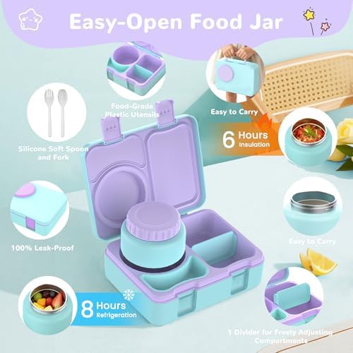 Kids Bento Box with Food Jar, Water Bottle, Lunch Bag, Gradient