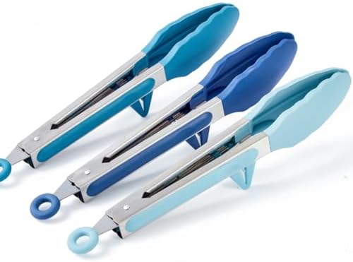 9" Kitchen Tongs for Cooking with Silicone Tips, Serving Tong for Salad BBQ