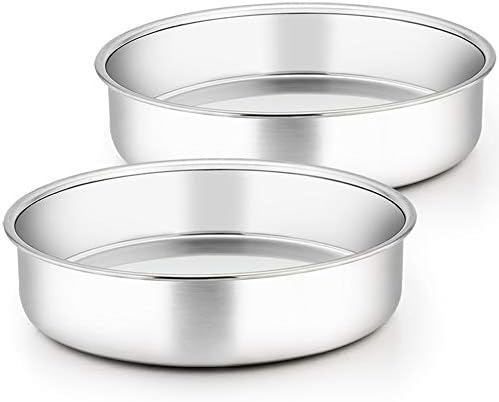 TeamFar 9.5 Inch Cake Pan Set of 2, Round Layer Cake Baking Pans Tins