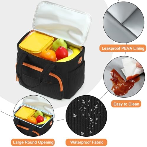 Bluboon Insulated Lunch Box for Work with Cup Holder, Corduroy Lunch Tote