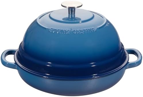 EDGING CASTING Enameled Cast Iron Dutch Oven Pot with Lid, Round Bread Oven for Homemade Sourdough Bread Baking, 6 Quart, Lake Blue