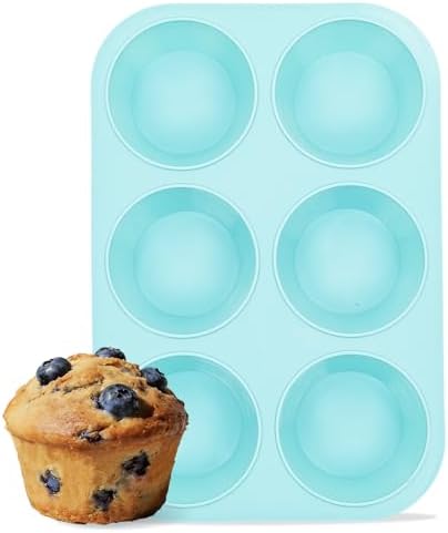 CAKETIME Jumbo Muffin Pan, 6 Cup Silicone 3.5 Inch Large Muffin Tin for Baking Giant Homemade Muffins, Cupcakes, Frittatas Non Stick