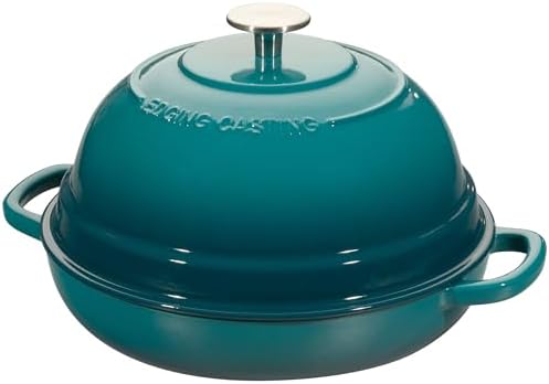 EDGING CASTING Enameled Cast Iron Dutch Oven Pot with Lid, Round Bread Oven for Homemade Sourdough Bread Baking, 6 Quart, Darkcyan