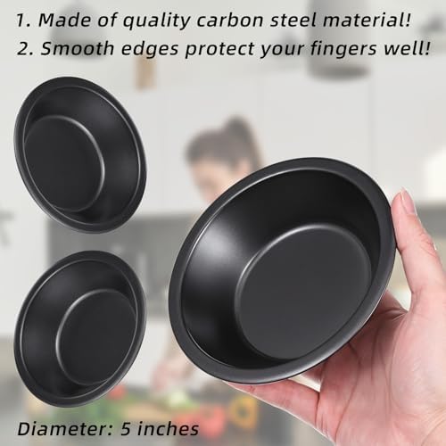 12 Pack Mini Pie Pans, 5 Inch Reusable Round Pie Tins Nonstick Small Pie Pans, Carbon Steel Round Pie Tins Small Metal Bakeware for Baking Pot Pies Cakes Quiches Tarts Desserts