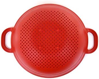 Mintra Home Plastic Strainer Colanders Set: 3, 3.5 and 5 Quart (Red) Double Strong Handles and Deep Bowl, Safe BPA-Free - Use for Pasta, Noodles, Spaghetti, Vegetables (Assorted Sizes 3pk)
