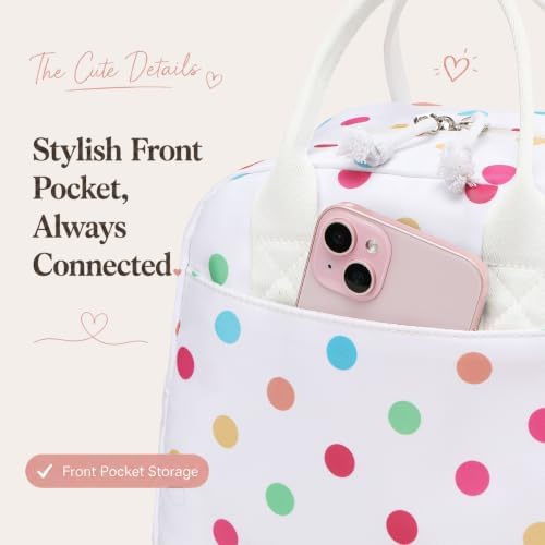 LOVELYWIND Lunch Box for Women, Insulated Lunch Bag, Colorful Dot Tote