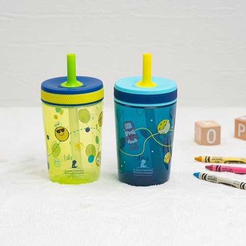 Zak Designs St. Jude Kelso 15oz Leak-Proof Toddler Straw Cups, 2-Pack