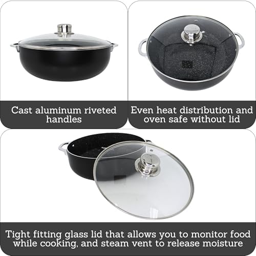IMUSA 9 Qt Bistro Cera Aluminum Speckled Black Ceramic Caldero Oven Safe