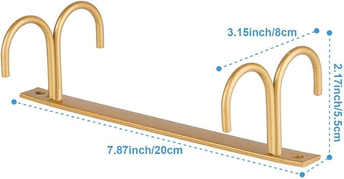 Mug Rack Under Cabinet - Coffee Cup Holder, 8 Mugs Hooks Under Shelf, Display Hanging Cups Drying Hook for Bar Kitchen Utensils Gold