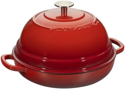 EDGING CASTING Enameled Cast Iron Dutch Oven Pot with Lid, Round Bread Oven for Homemade Sourdough Bread Baking, 6 Quart, Red