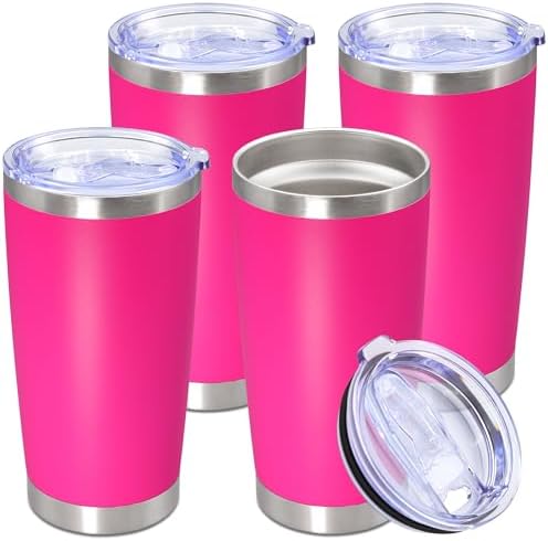 20oz Tumbler Stainless Steel Tumbler Coffee Tumbler with Lid Hot Pink, 4P