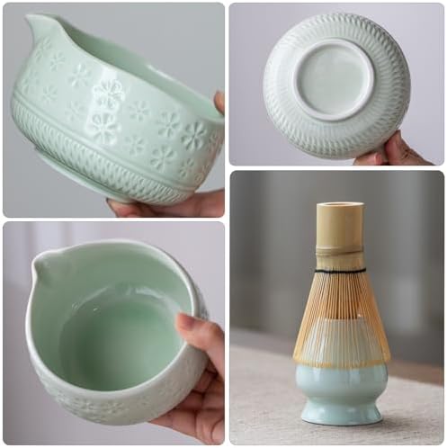 Buucup Matcha Whisk Set, Ceramic Matcha Kit with Bowl & Bamboo Whisk