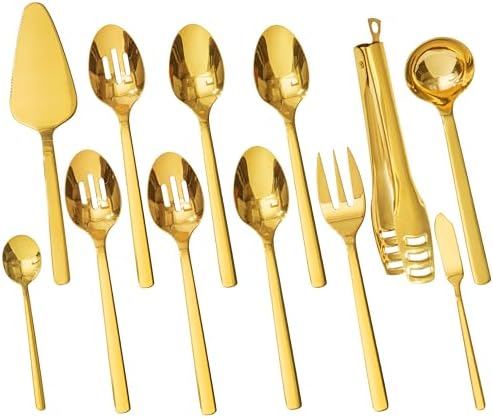 KINGSTONE 12 piece Large Hostess Serving Utensils Set,18/10 Stainless Steel
