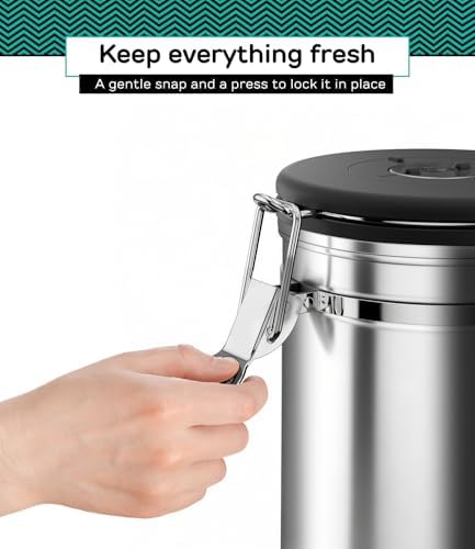 Coffee Gator Coffee Canister, 16oz Airtight Stainless Steel Container