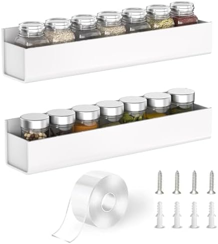 PMMASTO 2-Pack White Acrylic Spice Rack Organizers for Cabinet Doors