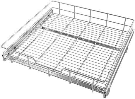 Pull Out Cabinet Organizer 24" W X 22" D, Chromed, Full Slide Out Drawers