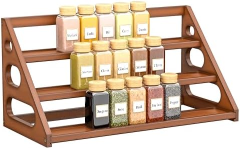 Spice Rack - Bamboo Wood Spice Rack Organization for Cabinet/Countertop - Brown