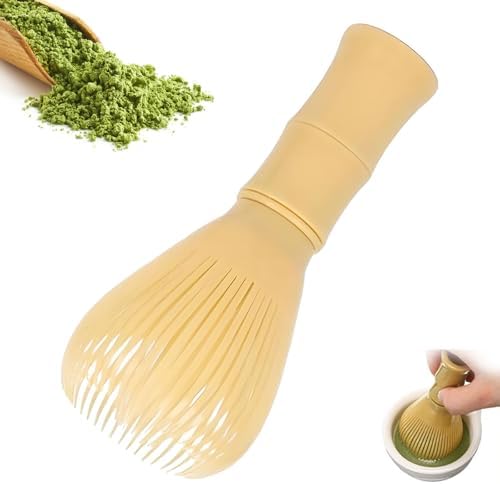 Matcha Whisk, Reusable Plastic Ceramic Matcha Whisk Easy to Clean Stirring Tool for Japanese Matcha Green Tea Ceremony (Yellow)