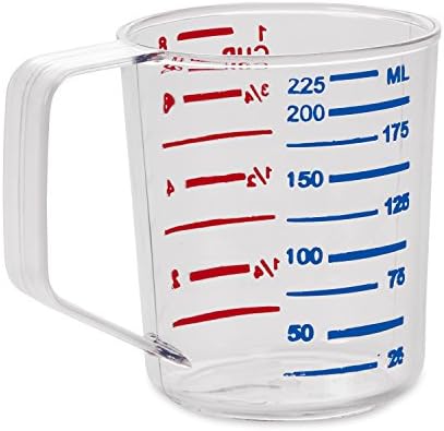 Rubbermaid Commercial Products Bouncer Clear Measuring Cup, 1-Cup /0.25-Quart, Clear, Strong Food Grade, Easy Read for Liquid/Dry Ingredients, for Home/Professional Kitchen