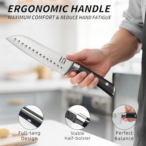 KnifeSaga 15 Pcs Japanese Knife Set with Sharpener, Razor Sharp, Premuim