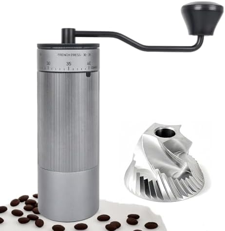CEVING Mini Manual Coffee Grinder With 40 Adjustable Settings, Silver