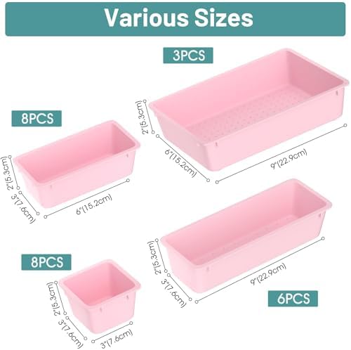 25 PCS Plastic Drawer Organizer Set, Makeup Organizers and Storage Bins