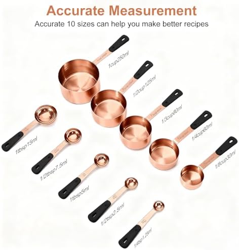 Bopei 10-Pcs Stainless Steel Measuring Cups & Spoons Set, Rose Gold