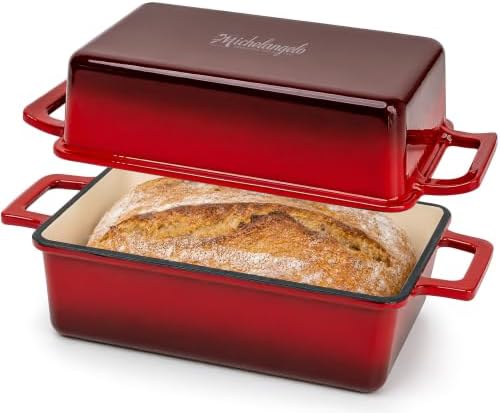 MICHELANGELO Enameled Cast Iron Bread Pan with Lid, 9x5 Sourdough Loaf Pan