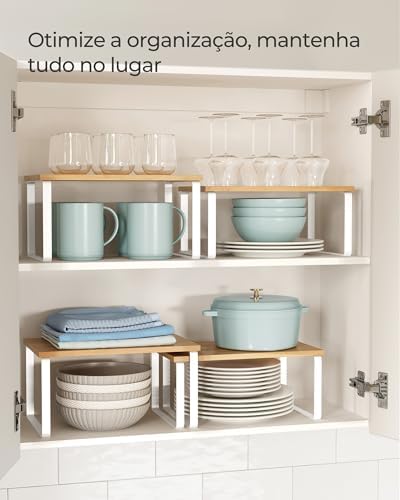 SONGMICS Cabinet Organizer Shelf, Set of 2 Spice Rack, Kitchen Storage