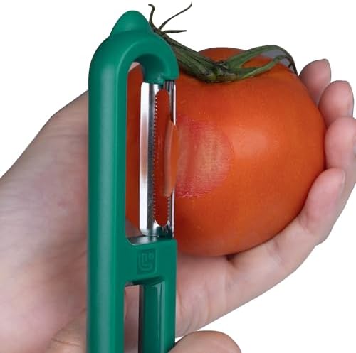 Linoroso 3-Piece Vegetable Peeler Set - Straight, Serrated & Julienne Y-Peeler, Dishwasher Safe, Ideal for Veggies & Fruits, Green