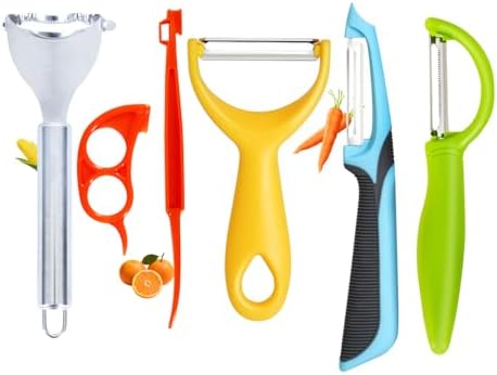 Multi-Functional Kitchen Peeler Set: Potato, Carrot, Apple Peelers + Corn Remover, Orange Peeler Tool, Y Peeler for Veggie & Fruit (Color-2)