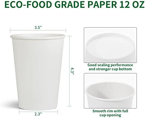 RACETOP 1000 pack 12 oz Disposable Coffee Cups, Hot Paper Cups Ideal for Party, Home, Office