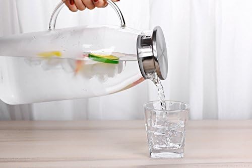 Purefold 100 Ounces Large Glass Pitcher with Lid, Hot/Cold Water Glass Jug