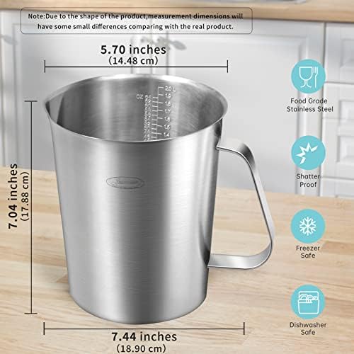 Measuring Cup, [Upgraded, 3 Measurement Scales, Including Cup Scale, ML Scale, Ounce Scale], Newness Stainless Steel Measuring Cup with Marking with Handle, 64 Ounces (2.0 Liter, 8 Cup)