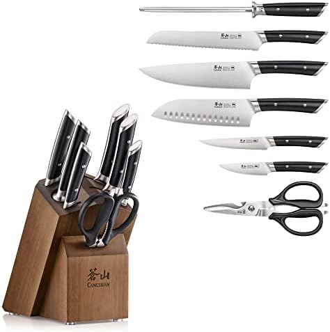Cangshan HELENA Series German Steel Forged Knife Block Set (8-Piece, Black)