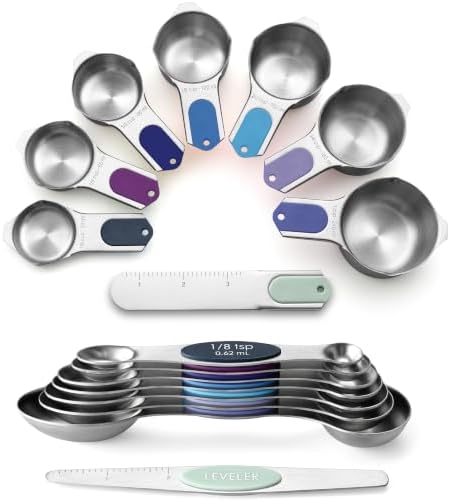 Spring Chef Magnetic Measuring Cups & Spoons Set of 15, Winter Frost
