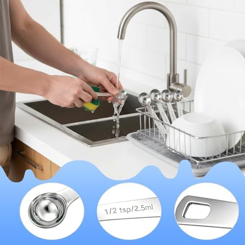 6PCS Measuring Spoons Set(1/2 Tsp, 2.5ml), Teaspoon Measuring Spoons Stainless Steel Short Compact Kitchen Scoops for Spices, Baking, and Everyday Cooking