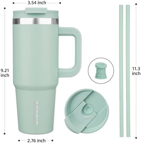 BJPKPK 30 oz Insulated Tumbler with Handle & Straw, Stainless Steel