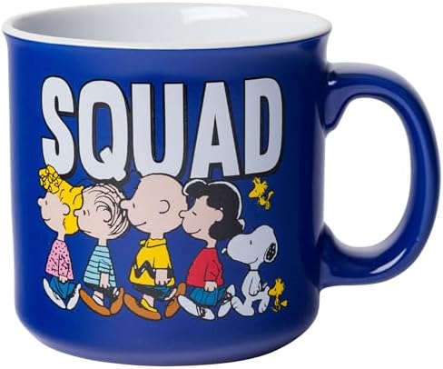 Silver Buffalo Peanuts Squad Ceramic Camper Mug, Classic Drinkware, 20oz