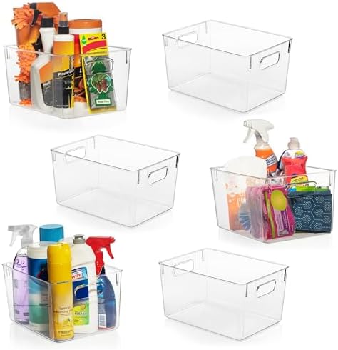 ClearSpace Clear Plastic Storage Bins, Pantry & Cabinet Organizer, 6 Pack