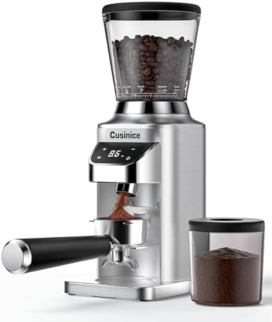Conical Burr Coffee Grinder, Anti-Static, 0.1s Single/Double Shot Timer