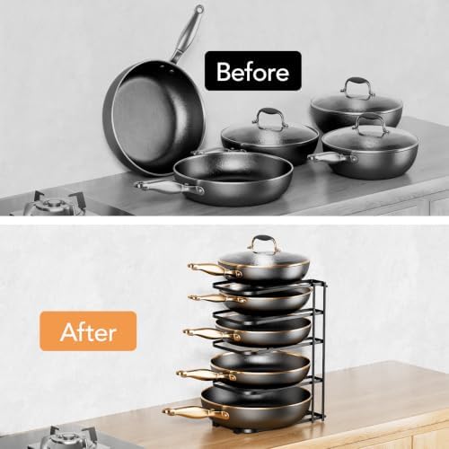ORDORA 5-Tier Pot and Pan Organizer 13.6", No Assembly Cookware Rack 1-Pack