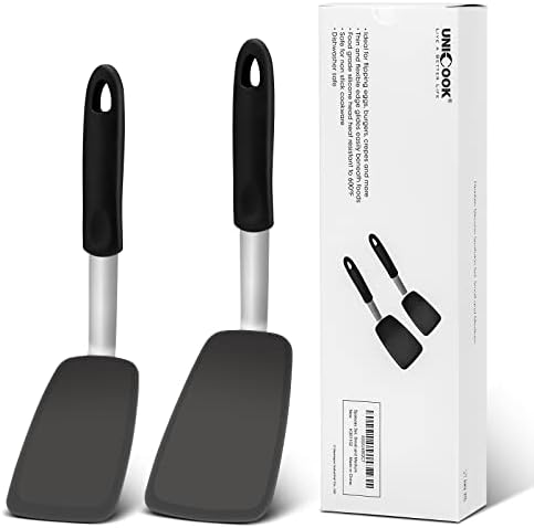 Unicook 2-Piece Silicone Spatula Set, Food Grade Turner, Small and Medium
