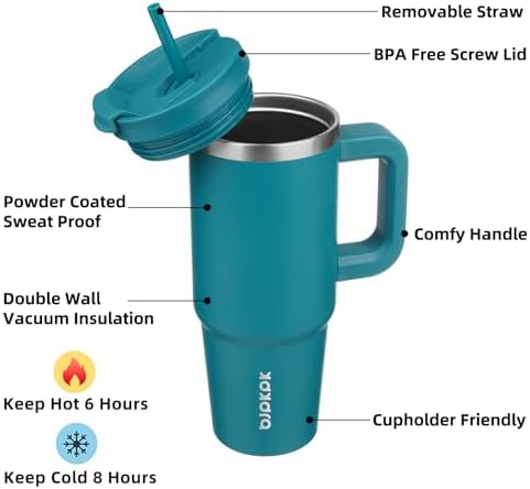 BJPKPK 30 oz Insulated Tumbler with Handle & Straw, Stainless Steel