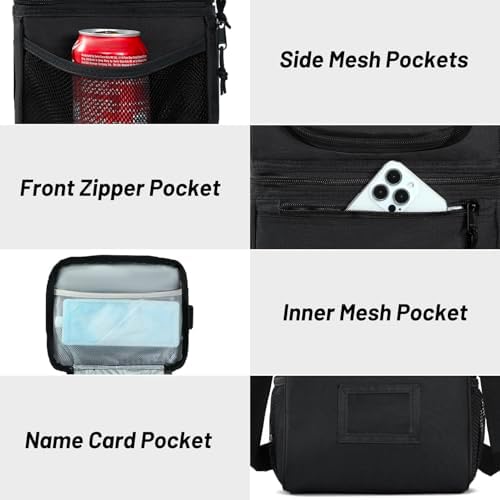 MIER Insulated Lunch Box Bags for Men Women, Dual Compartment, Black