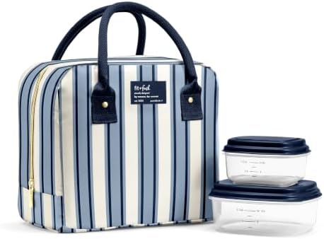 Fit & Fresh Bloomington Lunch Bag for Women - Insulated Large Lunch Box for Work with Containers, Leak-Resistant
