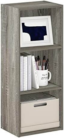Furinno LUDER Book Shelf, 3-Cube Bookshelf, Bookcase with Open Shelves, 9.3 x 12 x 31.5, Easy Assembly, for Living Room, Bedroom, Home Office, French Oak