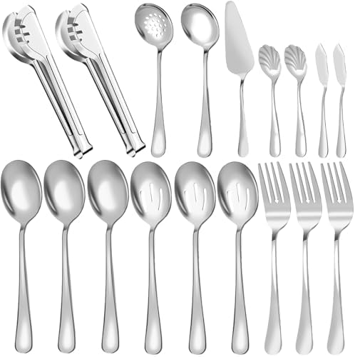 Serving Utensils Set for Buffet, 36 Pack Stainless Steel Serveware, Silver