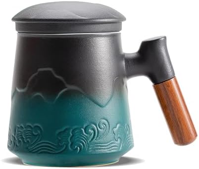 ZENS Tea Mug with Infuser and Lid for Loose Leaf Tea Steeper, 15oz Green